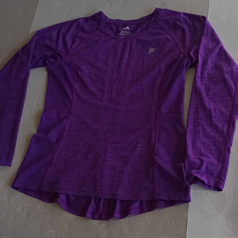 FILA sports golf shirts women's Sz L  Purple Running Workout Athletic Top EUC - Picture 7 of 7